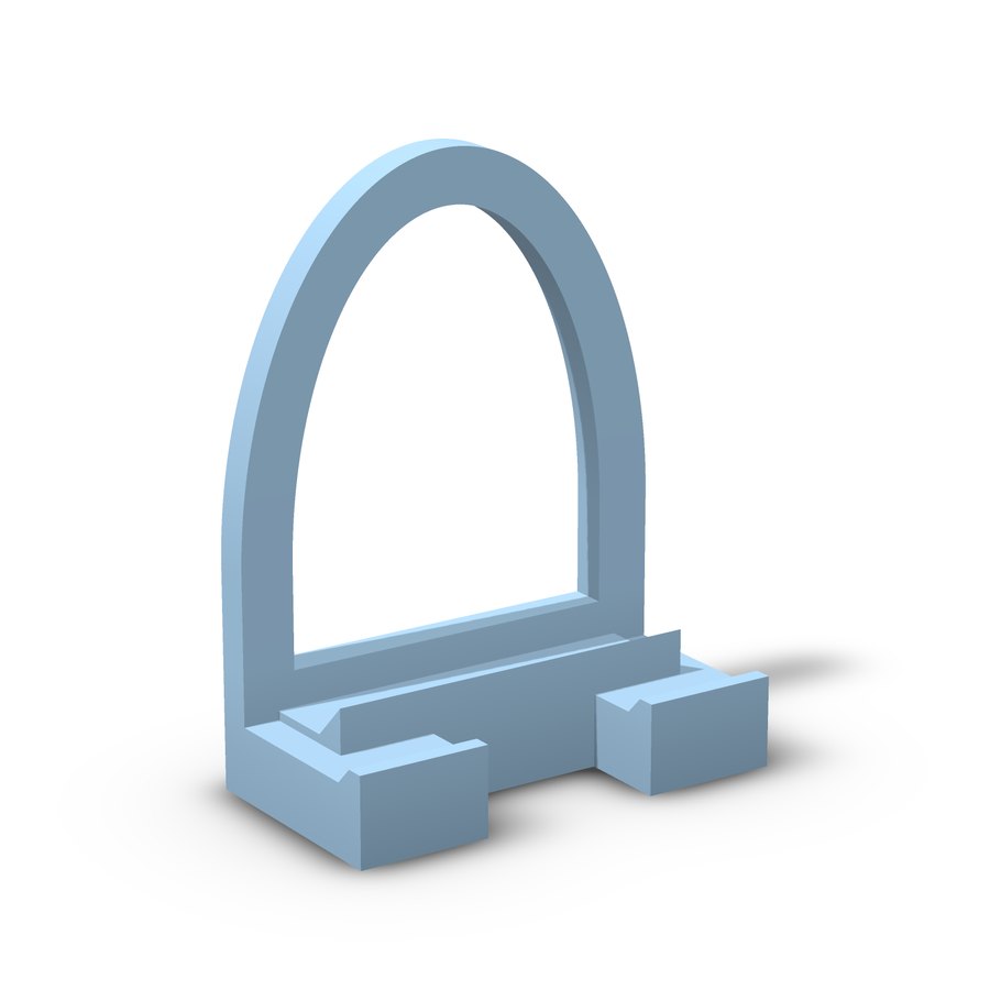 Universal two-slot stand in pale blue glow filament in daylight