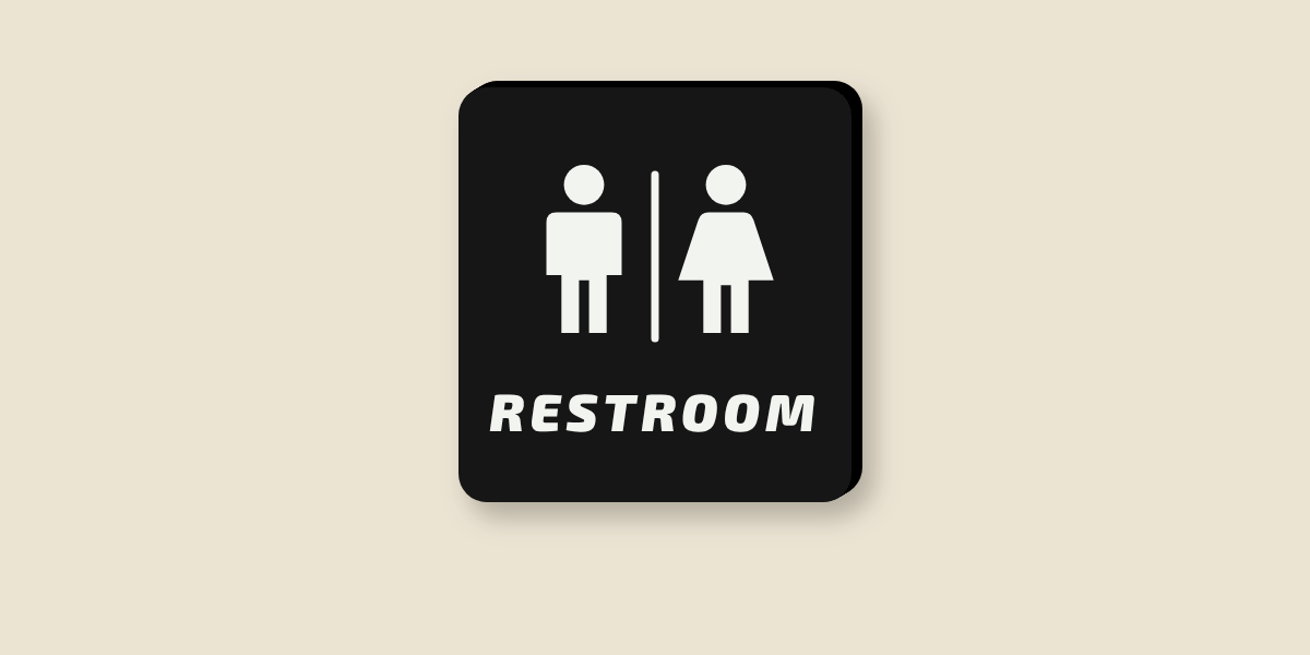Example two-color black and white restroom sign