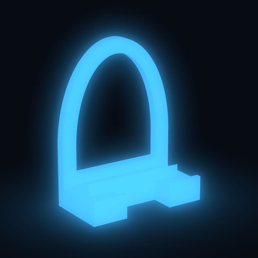 Universal two-slot stand glowing bright blue in the dark